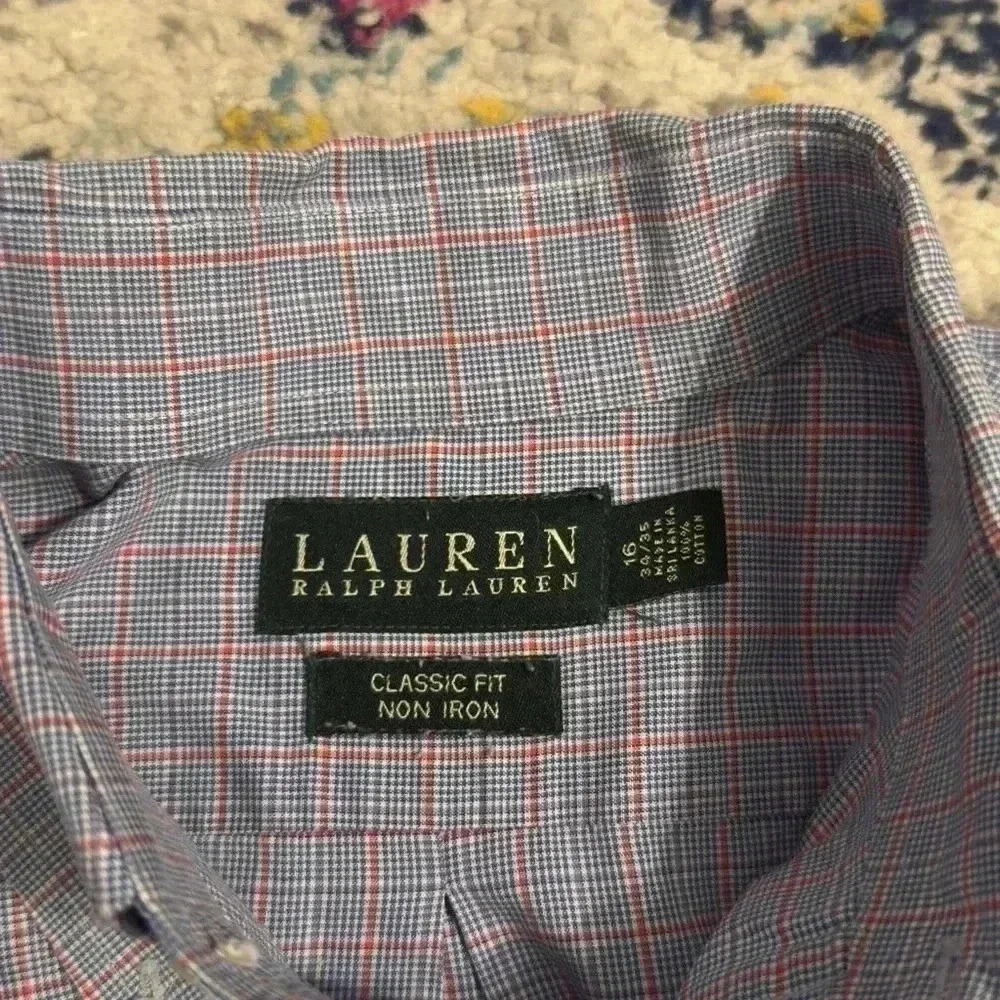 Lauren Ralph Lauren Mens Classic Fit 100% Cotton Long Sleeve Dress Shirt Size 16 - Picture 8 of 12